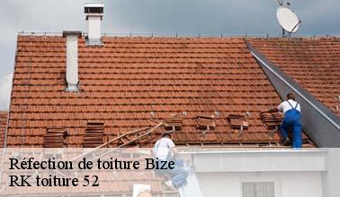 Les travaux de réfection de la toiture d'un immeuble à Bize dans le 52500